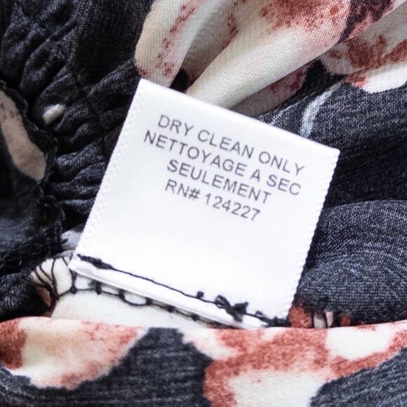 Misa Cecil Ruffle Flutter Sleeve Smocked Tiered Floral Dress Black Rose Small - Picture 11 of 15